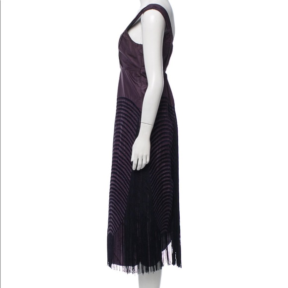 Vera Wang Purple Fringe Silk Dress - Picture 2 of 8